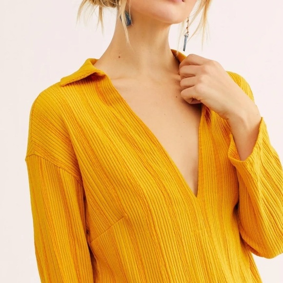 EUC - FP Beach Palma Ribbed Midi Tee Shirt Dress - size S/P - marigold - Picture 3 of 6